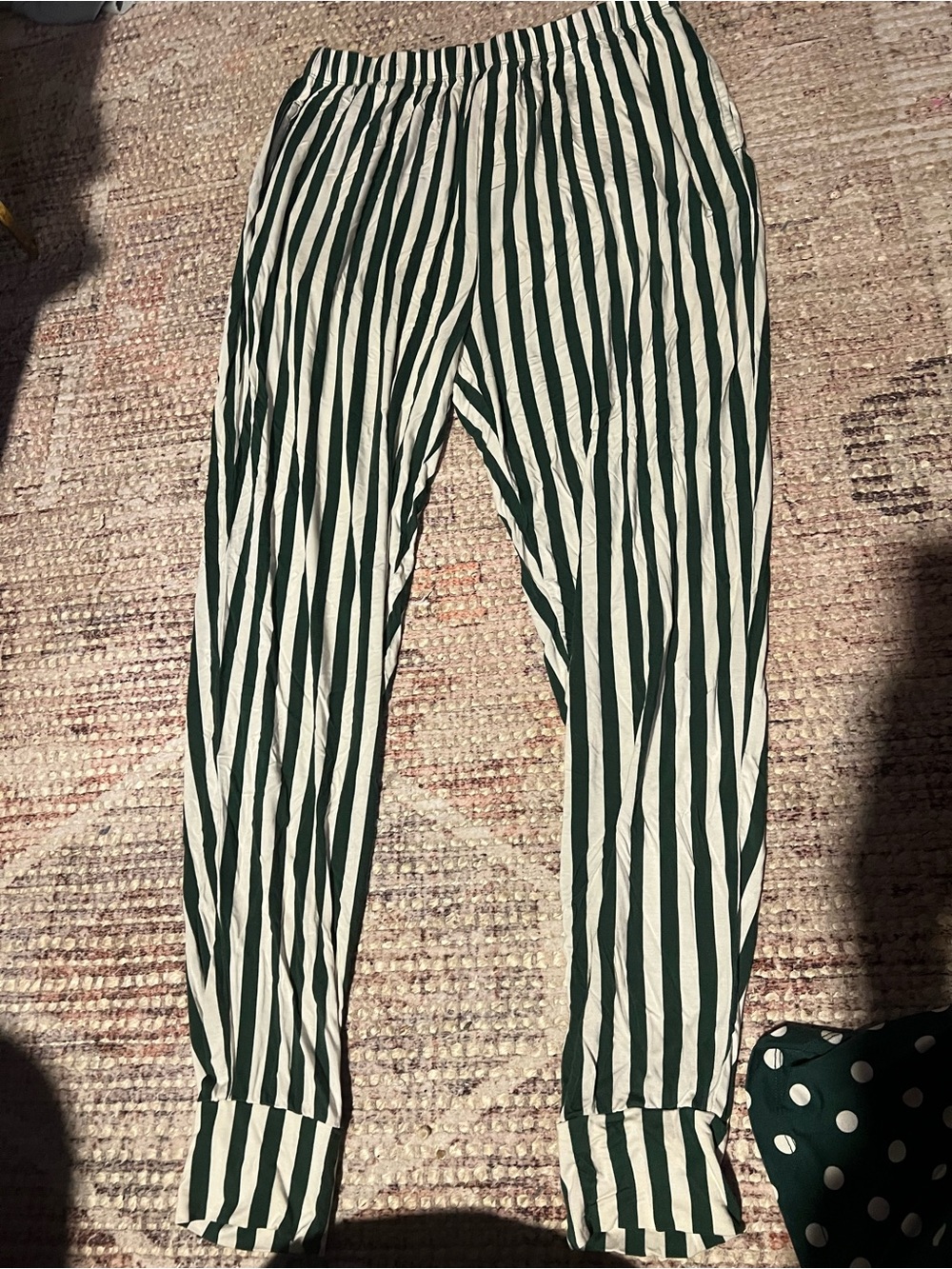 In My Jammers Green Stripe Bamboo Jogger Pajama Pants Large